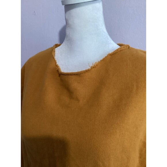 Anthropologie Mustard Yellow Tie Back Sweatshirt Short Sleeve M - Picture 3 of 6